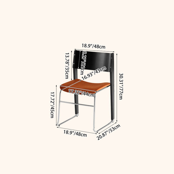 Traditional Vintage Square Beech Wood Plywood Iron Backrest Dining Chair For Dining Room