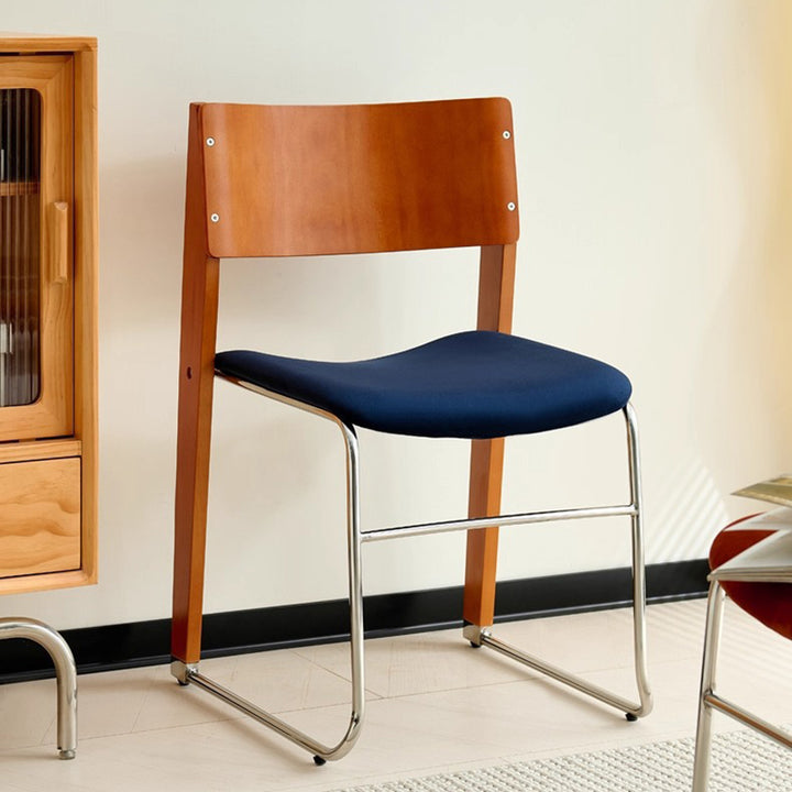 Traditional Vintage Square Beech Wood Plywood Iron Backrest Dining Chair For Dining Room