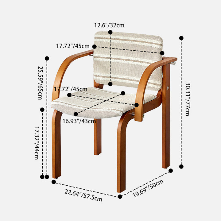 Contemporary Scandinavian Square Stainless Steel Beech Wood Plywood Backrest Armrest Dining Chair For Dining Room