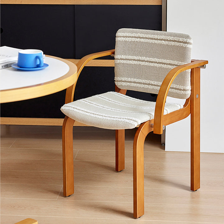 Contemporary Scandinavian Square Stainless Steel Beech Wood Plywood Backrest Armrest Dining Chair For Dining Room