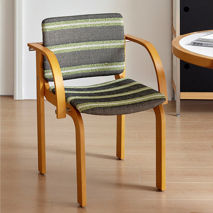 Contemporary Scandinavian Square Stainless Steel Beech Wood Plywood Backrest Armrest Dining Chair For Dining Room