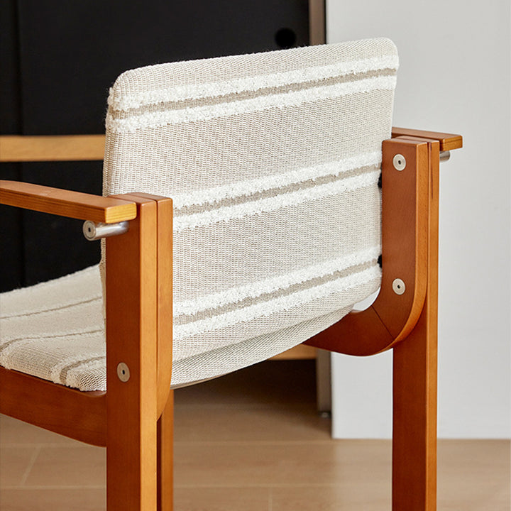 Contemporary Scandinavian Square Stainless Steel Beech Wood Plywood Backrest Armrest Dining Chair For Dining Room