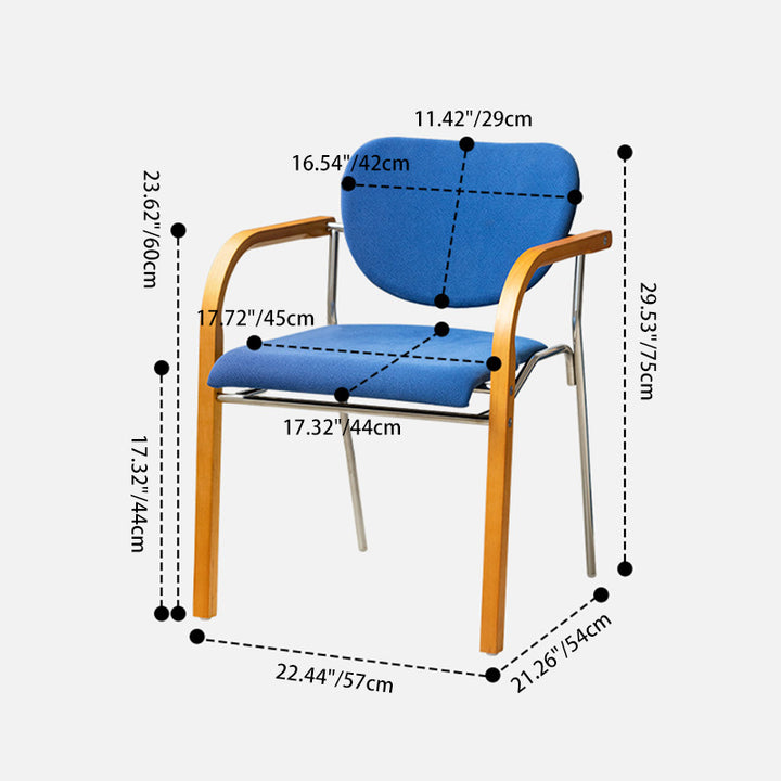 Traditional Vintage Square Stainless Steel Plywood Backrest Armrest Dining Chair For Dining Room