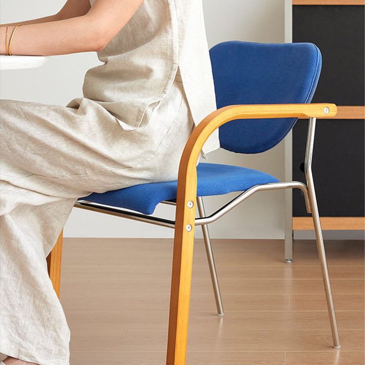 Chaise de salle à manger traditionnelle vintage carrée en acier inoxydable avec dossier et accoudoirs en panneau de bois massif multicouche pour salle à manger 