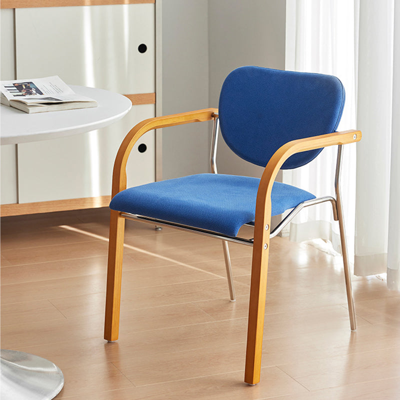 Chaise de salle à manger traditionnelle vintage carrée en acier inoxydable avec dossier et accoudoirs en panneau de bois massif multicouche pour salle à manger 