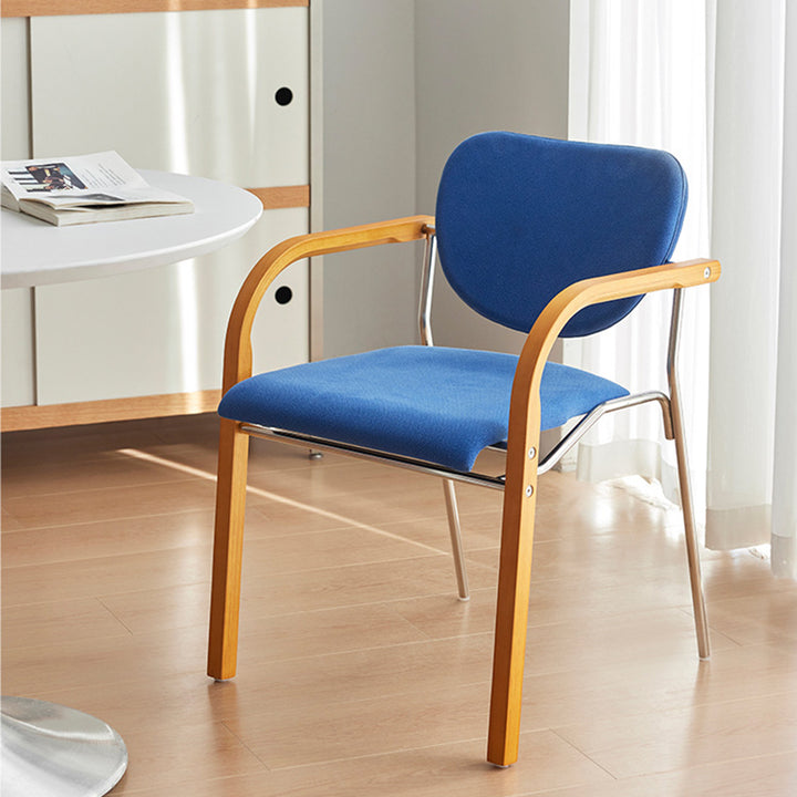 Traditional Vintage Square Stainless Steel Plywood Backrest Armrest Dining Chair For Dining Room