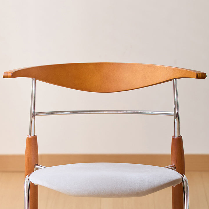 Traditional Vintage Square Iron Plywood Red Oak Backrest Stylish Dining Chair For Dining Room