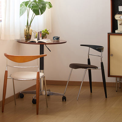 Traditional Vintage Square Iron Multi-layer Solid Wood Panel Red Oak Backrest Stylish Dining Chair For Dining Room