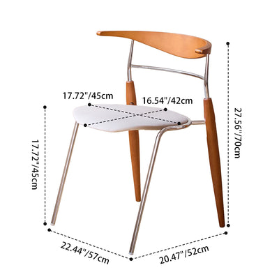 Traditional Vintage Square Iron Multi-layer Solid Wood Panel Red Oak Backrest Stylish Dining Chair For Dining Room