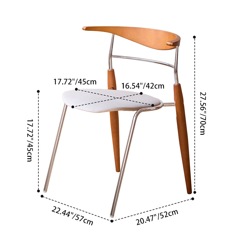 Traditional Vintage Square Iron Multi-layer Solid Wood Panel Red Oak Backrest Stylish Dining Chair For Dining Room