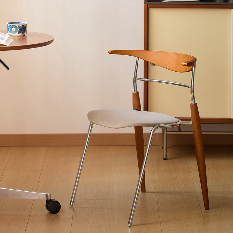 Traditional Vintage Square Iron Multi-layer Solid Wood Panel Red Oak Backrest Stylish Dining Chair For Dining Room