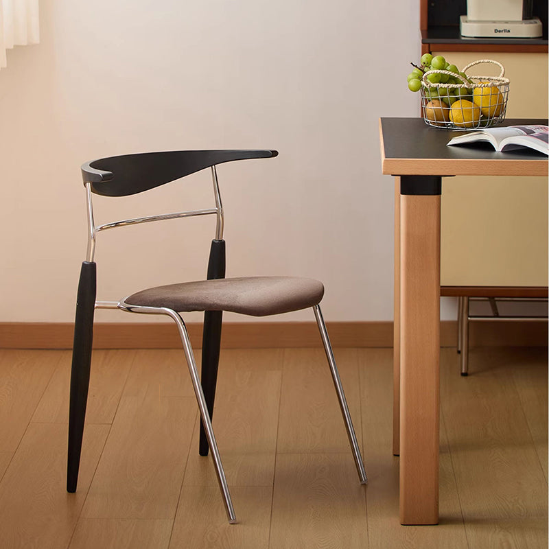 Traditional Vintage Square Iron Multi-layer Solid Wood Panel Red Oak Backrest Stylish Dining Chair For Dining Room