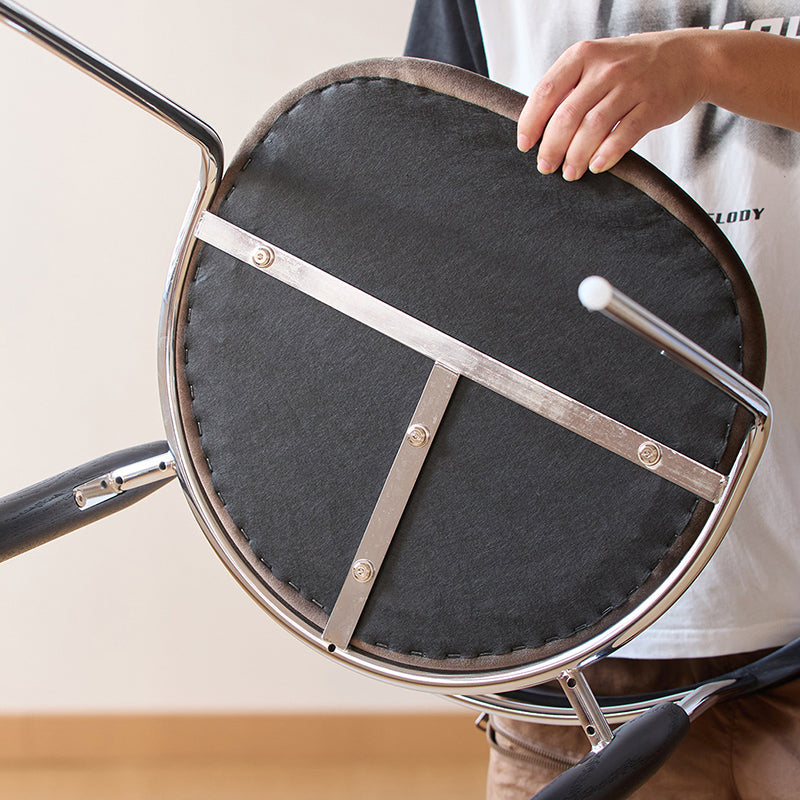 Traditional Vintage Square Iron Multi-layer Solid Wood Panel Red Oak Backrest Stylish Dining Chair For Dining Room