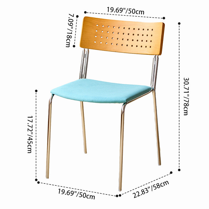 Traditional Vintage Square Iron Plywood Fabric Backrest Stackable Dining Chair For Dining Room