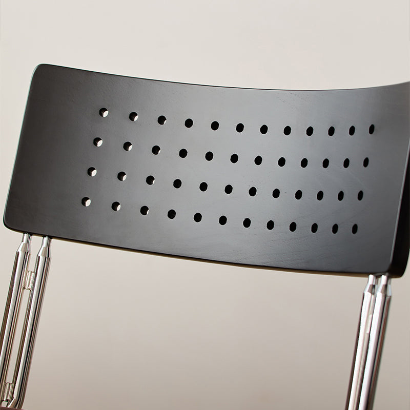 Traditional Vintage Square Iron Multi-layer Solid Wood Panel Fabric Backrest Stackable Dining Chair For Dining Room