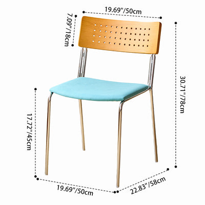 Traditional Vintage Square Iron Multi-layer Solid Wood Panel Fabric Backrest Stackable Dining Chair For Dining Room
