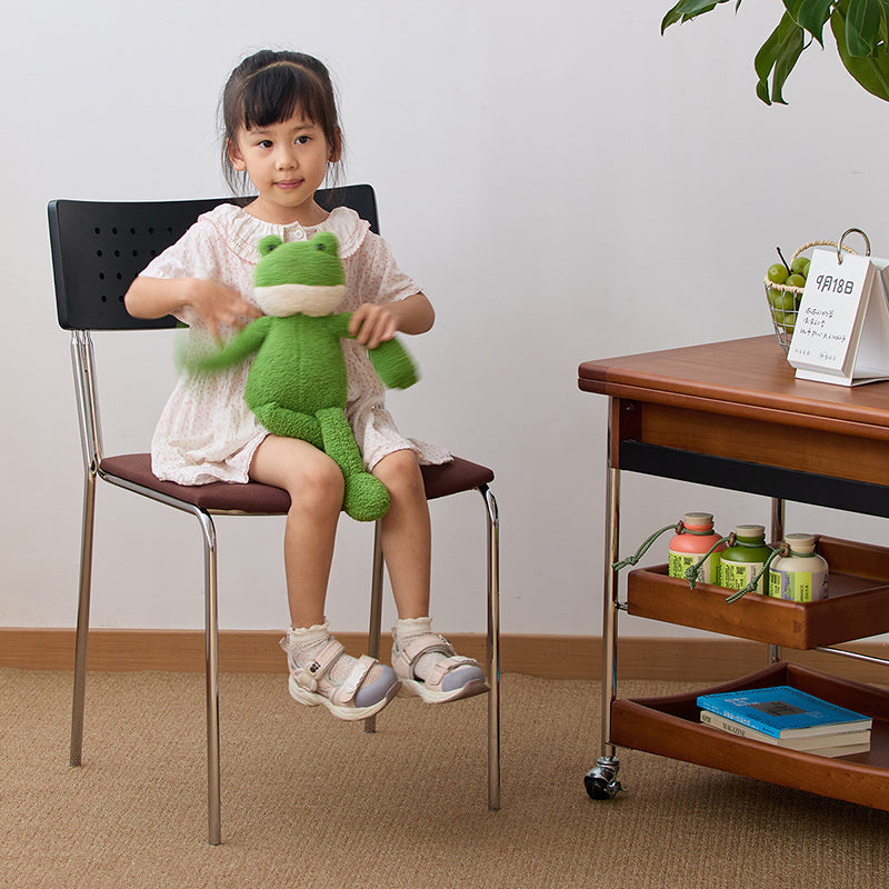 Traditional Vintage Square Iron Multi-layer Solid Wood Panel Fabric Backrest Stackable Dining Chair For Dining Room