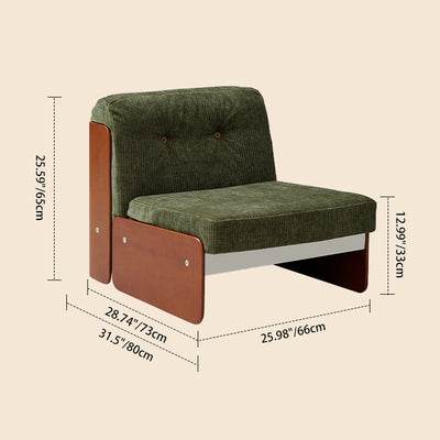 Traditional Vintage Square Vintage Green Multi-layer Solid Wood Panel Iron Stainless Steel Fabric Backrest Armrest Sofa For Living Room