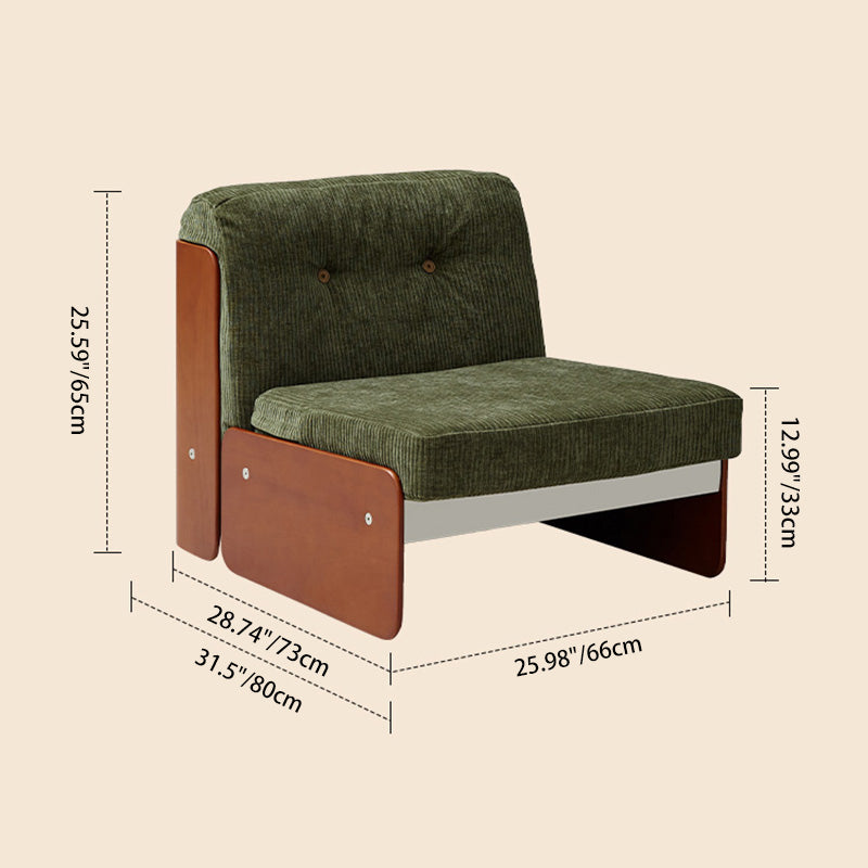 Traditional Vintage Square Vintage Green Multi-layer Solid Wood Panel Iron Stainless Steel Fabric Backrest Armrest Sofa For Living Room