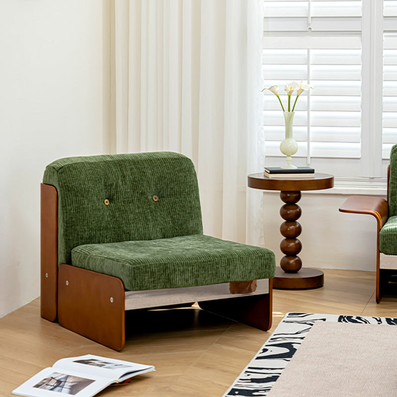 Traditional Vintage Square Vintage Green Multi-layer Solid Wood Panel Iron Stainless Steel Fabric Backrest Armrest Sofa For Living Room