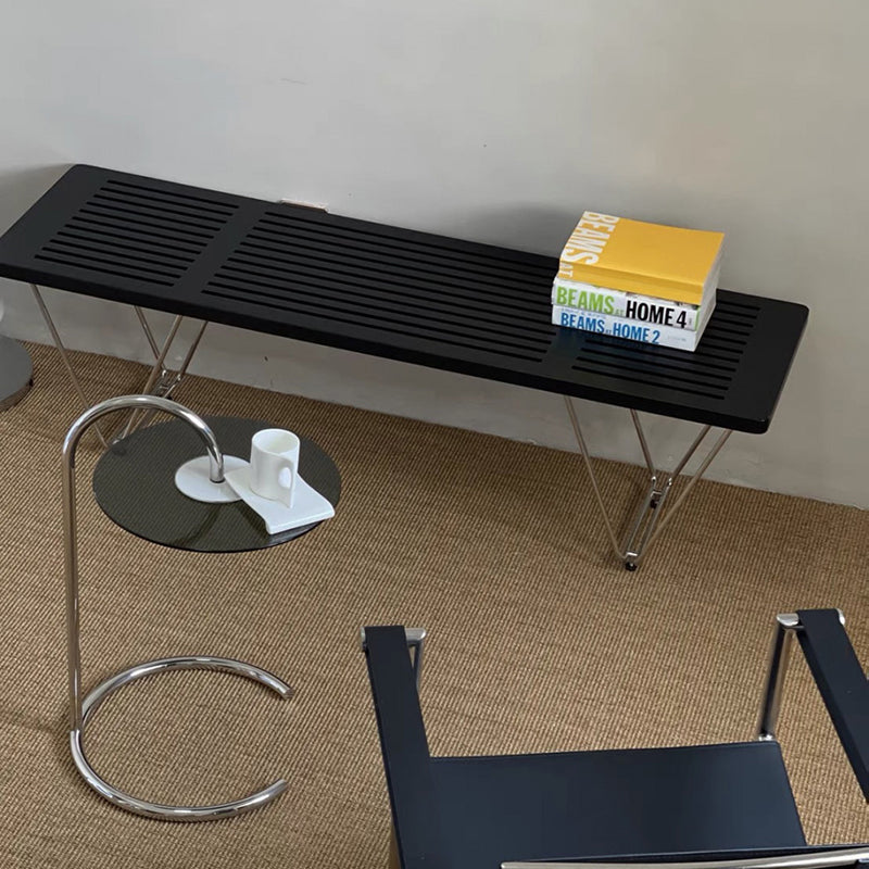 Traditional Vintage Rectangular Multi-Layer Solid Wood Panel Electroplated Iron Shoe Bench For Entryways