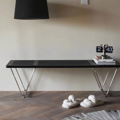 Traditional Vintage Rectangular Multi-Layer Solid Wood Panel Electroplated Iron Shoe Bench For Entryways