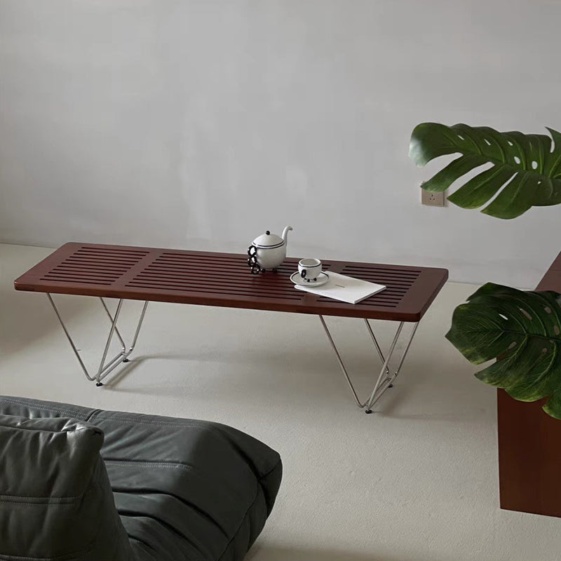 Traditional Vintage Rectangular Multi-Layer Solid Wood Panel Electroplated Iron Shoe Bench For Entryways