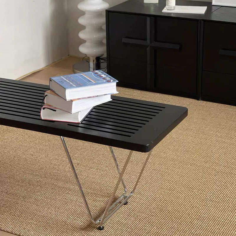 Traditional Vintage Rectangular Multi-Layer Solid Wood Panel Electroplated Iron Shoe Bench For Entryways