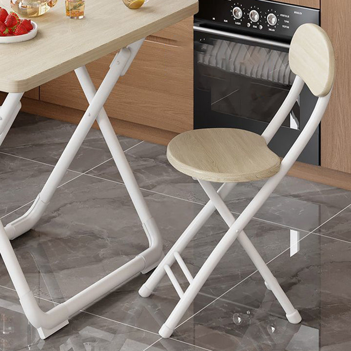 Moderner minimalistischer runder MDF-Eisen-Klappstuhl für das Wohnzimmer 