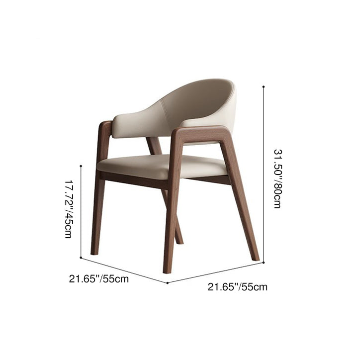 Zeitgenössischer skandinavischer quadratischer Eschenholz Massivholz PU-Leder Rückenlehne Armlehne Esszimmerstuhl für Esszimmer 