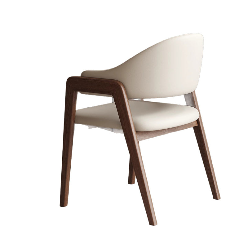 Contemporary Scandinavian Square Ash Wood Solid Wood PU Leather Backrest Armrest Dining Chair For Dining Room