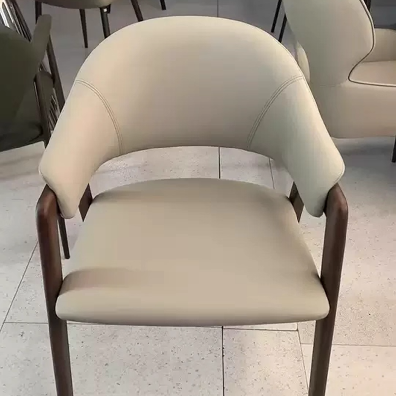 Contemporary Scandinavian Square Ash Wood Solid Wood PU Leather Backrest Armrest Dining Chair For Dining Room