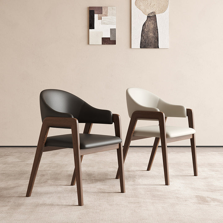 Zeitgenössischer skandinavischer quadratischer Eschenholz Massivholz PU-Leder Rückenlehne Armlehne Esszimmerstuhl für Esszimmer 
