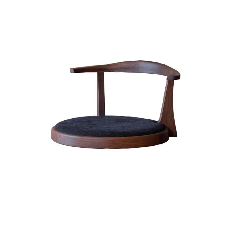 Traditional Japanese Round Ash Wood Solid Wood Velvet Fabric Backrest Chair For Living Room