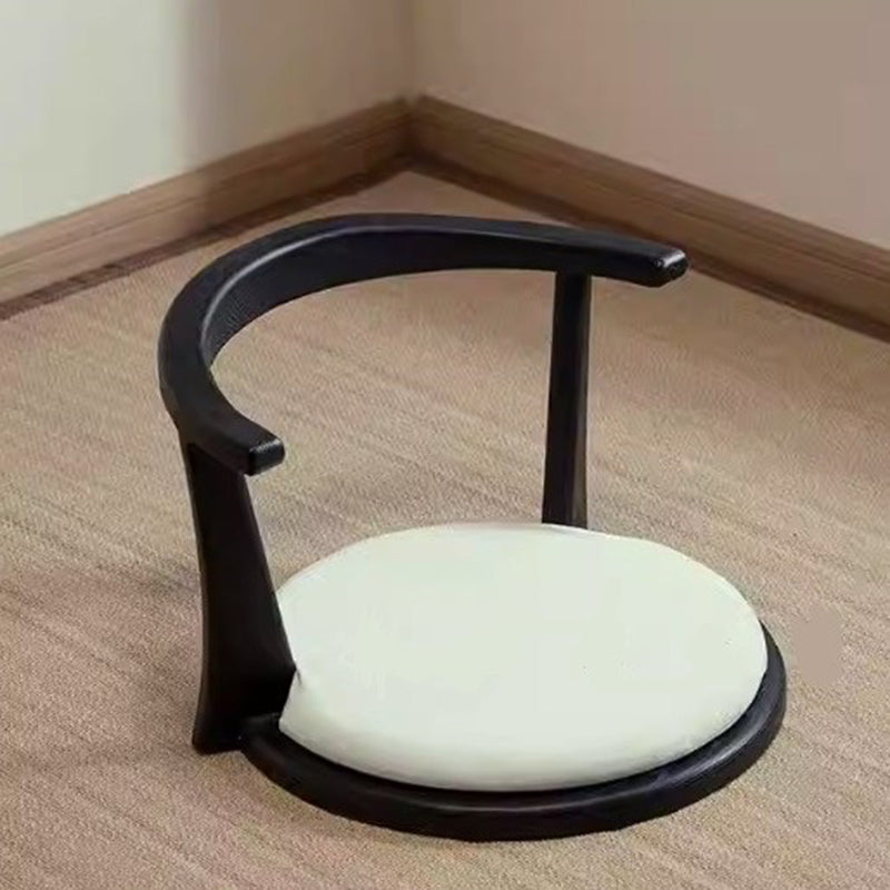 Traditional Japanese Round Ash Wood Solid Wood Velvet Fabric Backrest Chair For Living Room