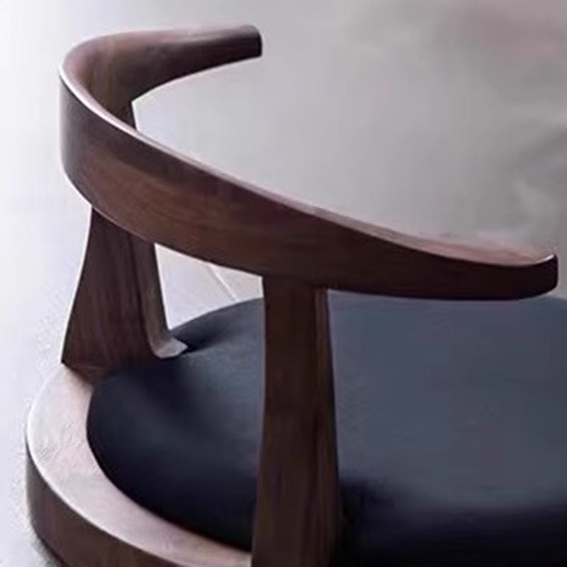Traditional Japanese Round Ash Wood Solid Wood Velvet Fabric Backrest Chair For Living Room