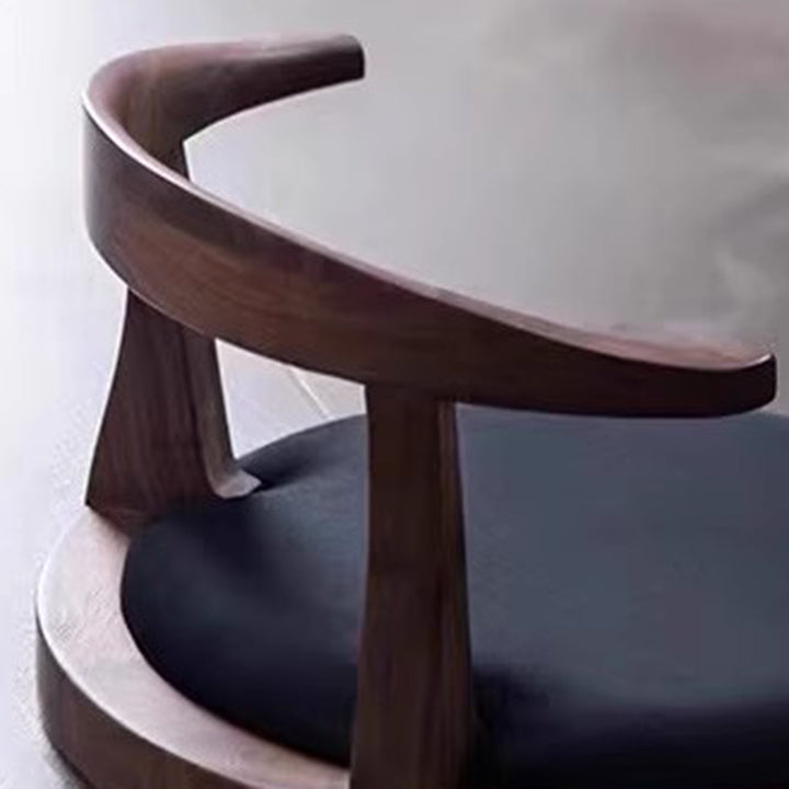 Traditional Japanese Round Ash Wood Solid Wood Velvet Fabric Backrest Chair For Living Room
