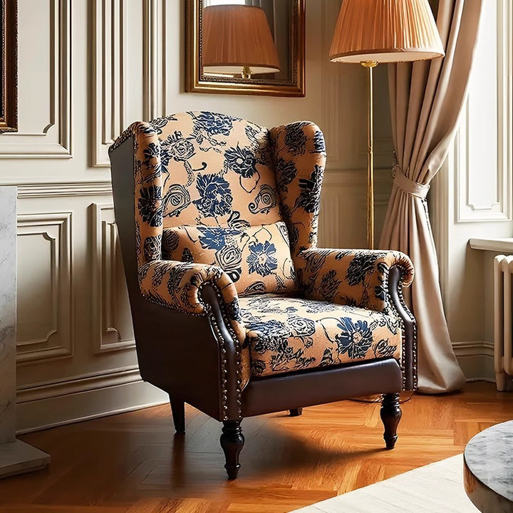 Traditional French Square PU Leather Pine Wood Birch Wood Chenille Backrest Armrest Sofa For Living Room