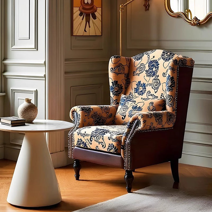 Traditional French Square PU Leather Pine Wood Birch Wood Chenille Backrest Armrest Sofa For Living Room