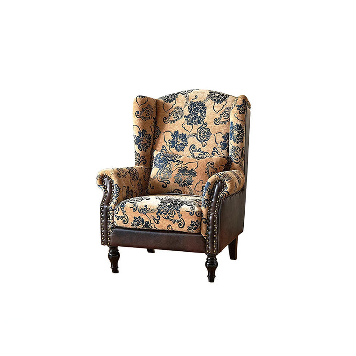 Traditional French Square PU Leather Pine Wood Birch Wood Chenille Backrest Armrest Sofa For Living Room