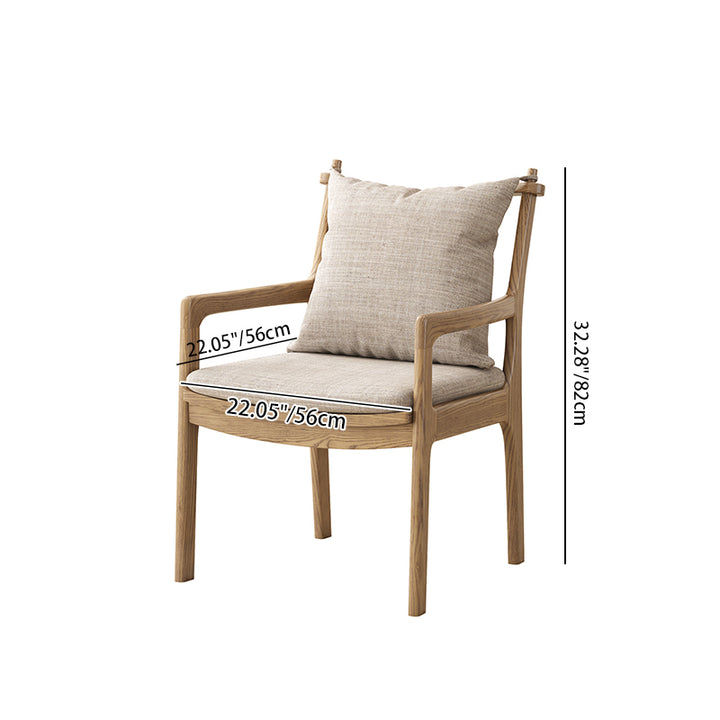 Fresno Blanco de América del Norte - Silla Contemporánea Escandinava de Madera Maciza: Silla de Comedor con Reposabrazos y Respaldo Robustos para Comedor 