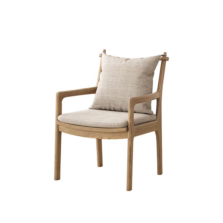 North American White Ash - Contemporary Scandinavian Solid Wood Chair: Sturdy Armrest &amp; Backrest Dining Chair For Dining Room
