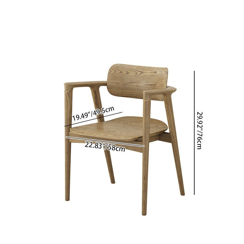 North American White Ash - Contemporary Scandinavian Solid Wood Chair: Delicate Natural Grain - Ergonomic Backrest &amp; Armrest Dining Chair For Dining Room