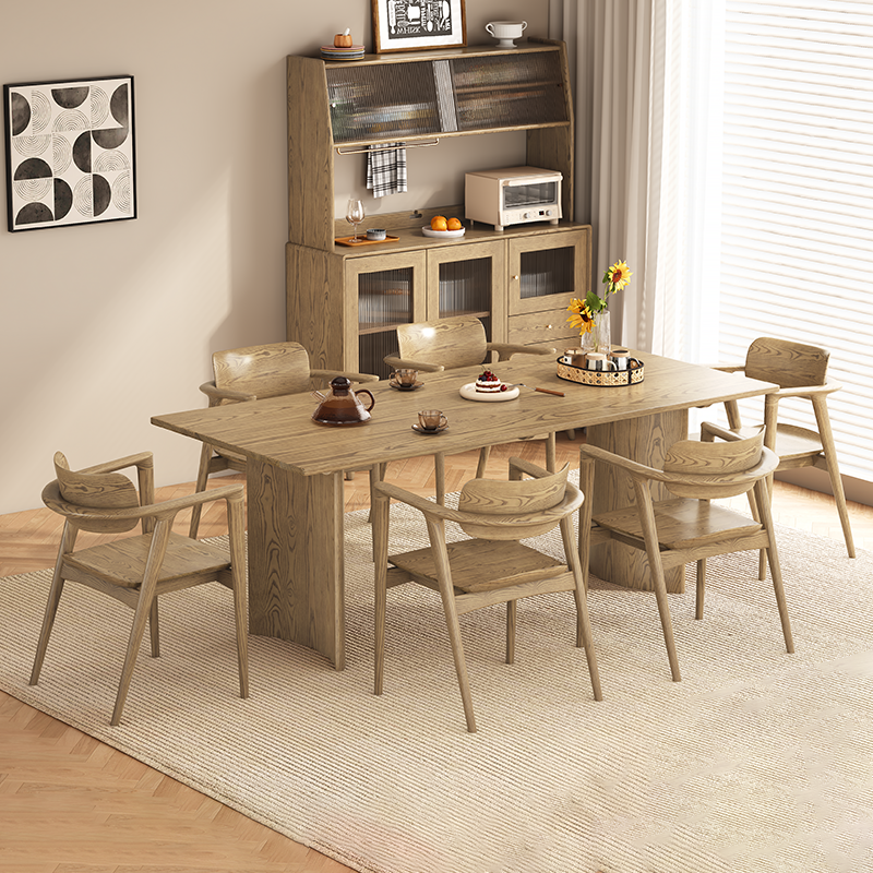 North American White Ash - Contemporary Scandinavian Solid Wood Chair: Delicate Natural Grain - Ergonomic Backrest &amp; Armrest Dining Chair For Dining Room