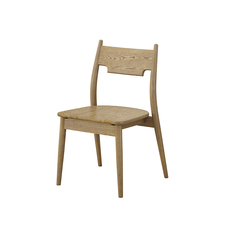 Frêne blanc nord-américain - Chaise contemporaine scandinave en bois massif : chaise de salle à manger ergonomique avec dossier légèrement incliné pour salle à manger 