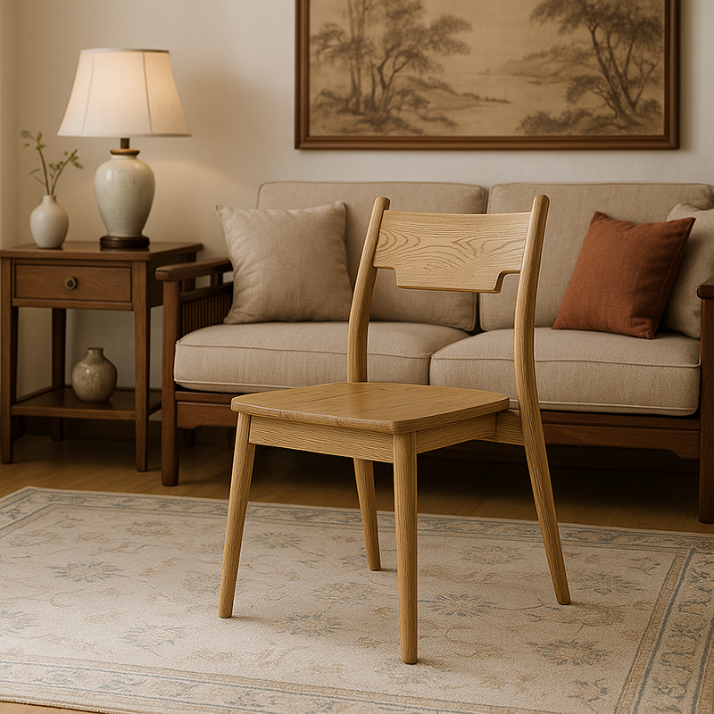 Frêne blanc nord-américain - Chaise contemporaine scandinave en bois massif : chaise de salle à manger ergonomique avec dossier légèrement incliné pour salle à manger 