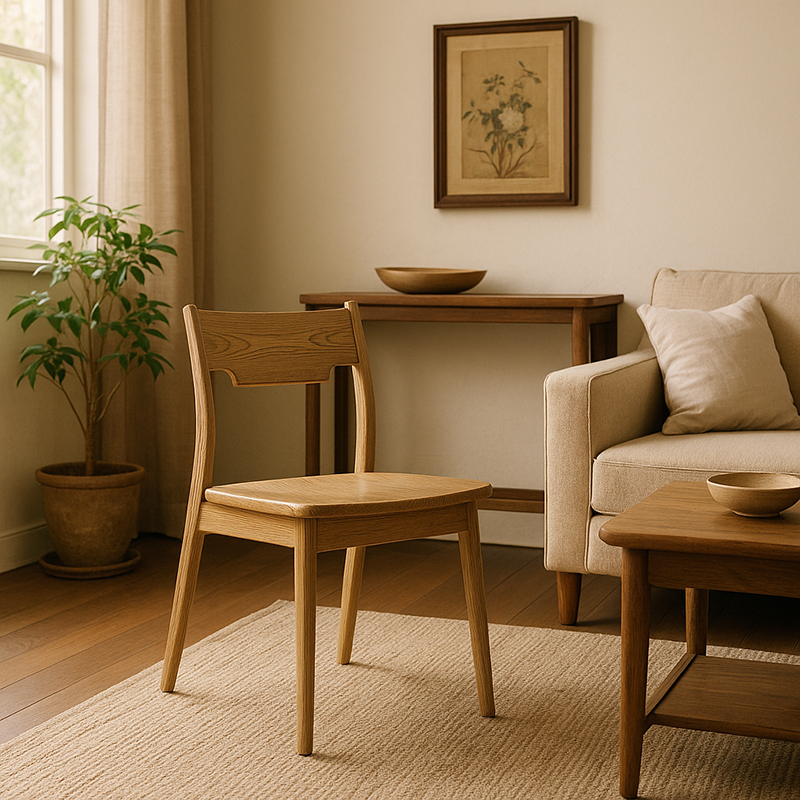 Frêne blanc nord-américain - Chaise contemporaine scandinave en bois massif : chaise de salle à manger ergonomique avec dossier légèrement incliné pour salle à manger 