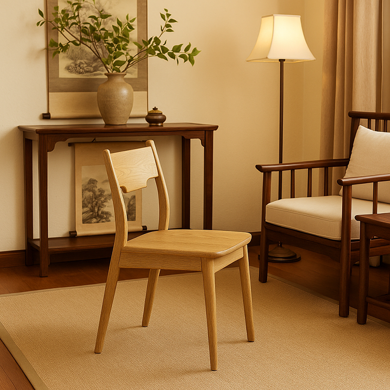 Frêne blanc nord-américain - Chaise contemporaine scandinave en bois massif : chaise de salle à manger ergonomique avec dossier légèrement incliné pour salle à manger 