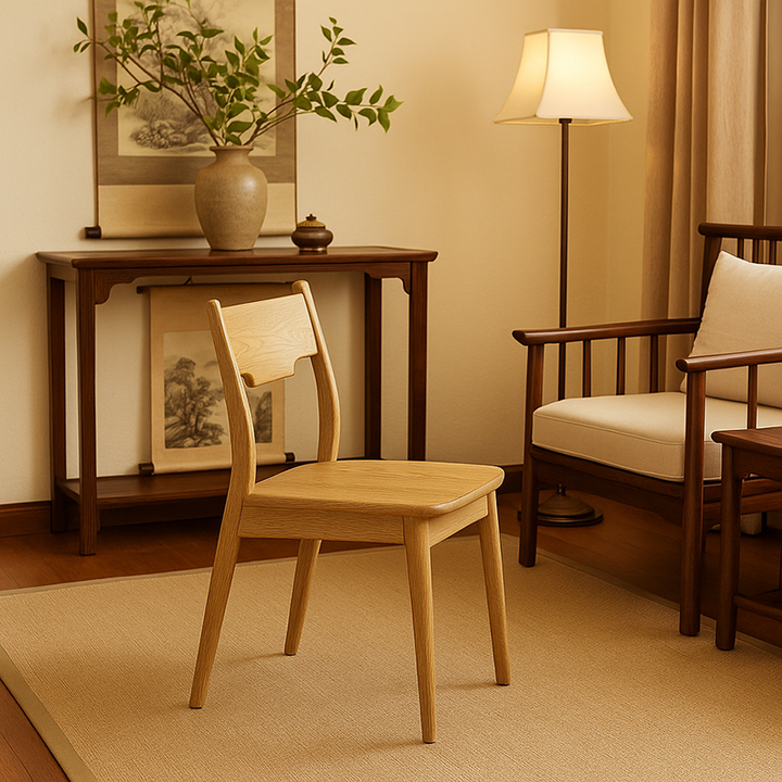 Fresno Blanco de América del Norte - Silla de Madera Maciza Escandinava Contemporánea: Silla de Comedor con Respaldo Ergonómico Ligeramente Reclinado para Comedor 