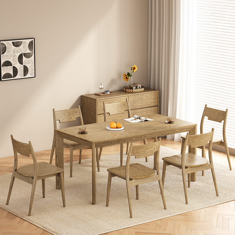 Frêne blanc nord-américain - Chaise contemporaine scandinave en bois massif : chaise de salle à manger ergonomique avec dossier légèrement incliné pour salle à manger 